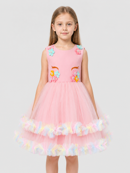 Girls' Princess Dressy Dress with Flowers and Bows Costume Dresses detail 3