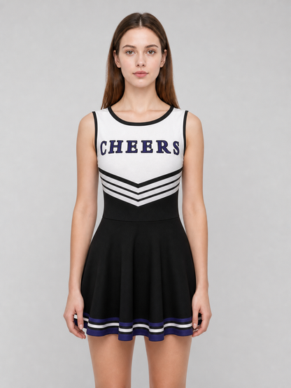CHEERS Cheerleading Costume with Pom-Poms and Knee-High Socks