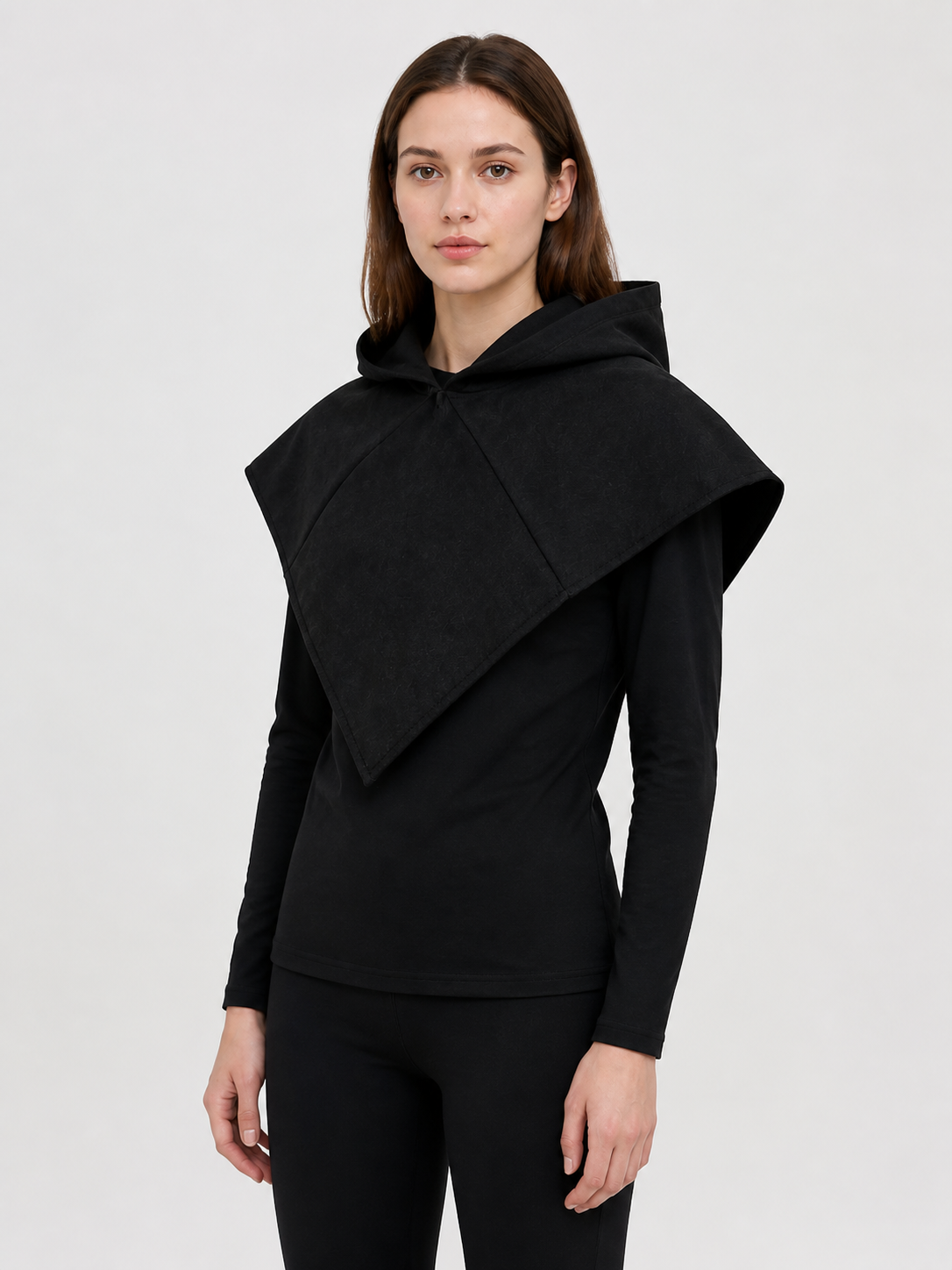 Black Carnival Cloak with Hood and Mask Costume Capes detail 2