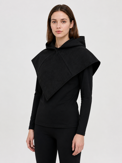 Black Carnival Cloak with Hood and Mask Costume Capes detail 2