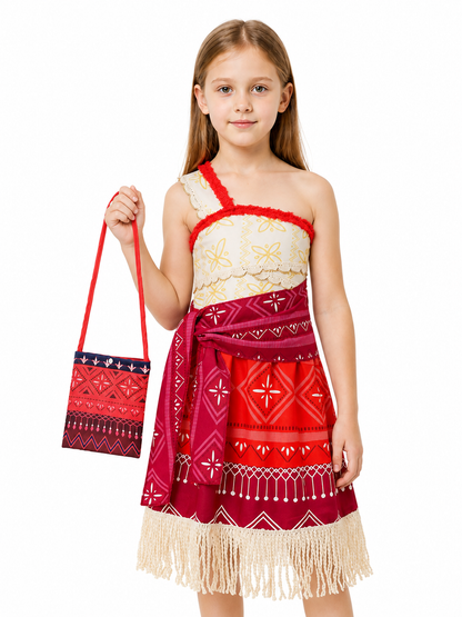 One-Shoulder Moana Costume with Fringe and Handbag Costumes detail 3