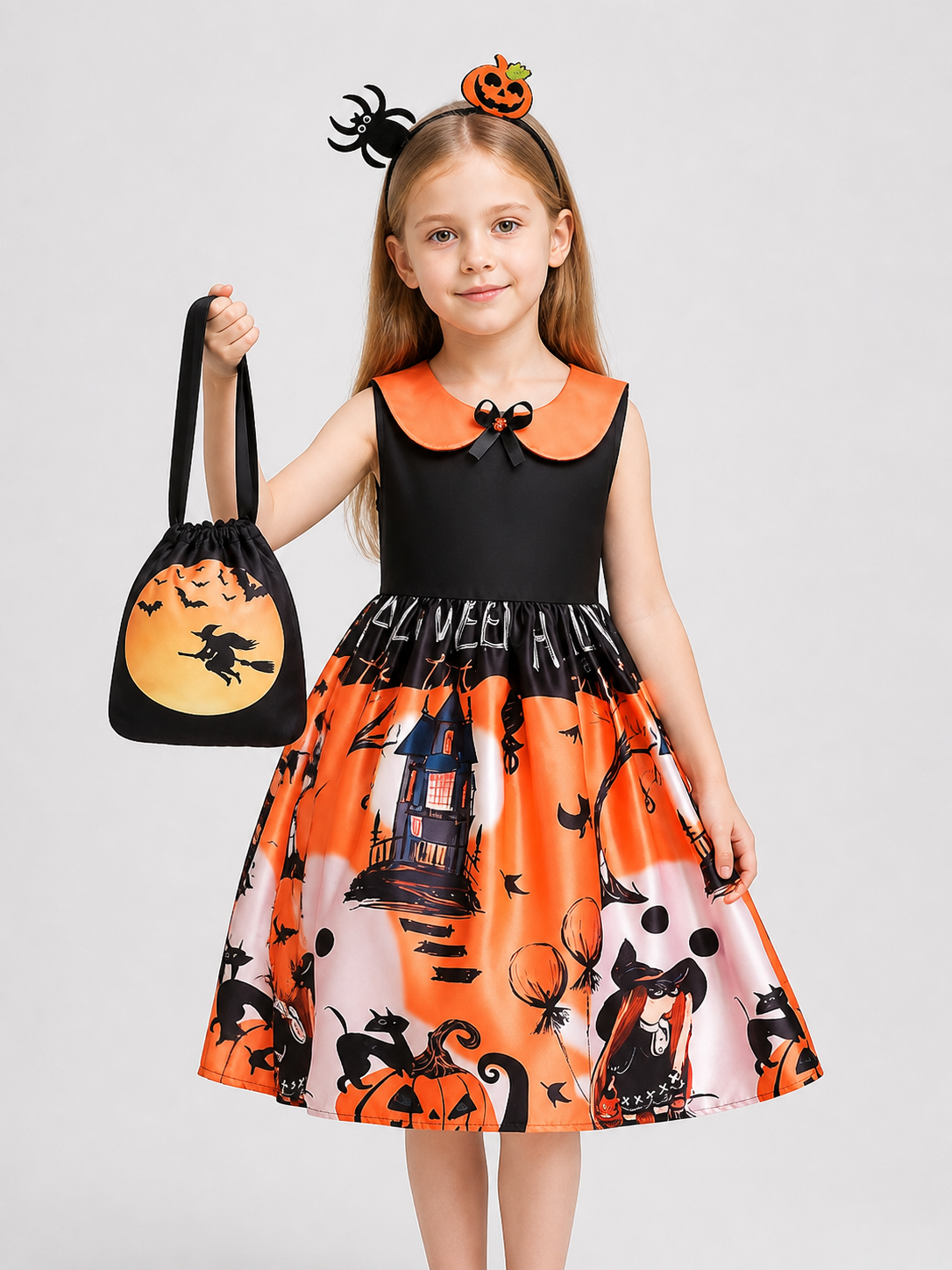 Kids’ Halloween Cosplay Dress with Headband product detail 3