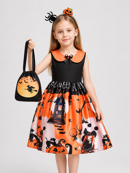 Kids’ Halloween Cosplay Dress with Headband product detail 3