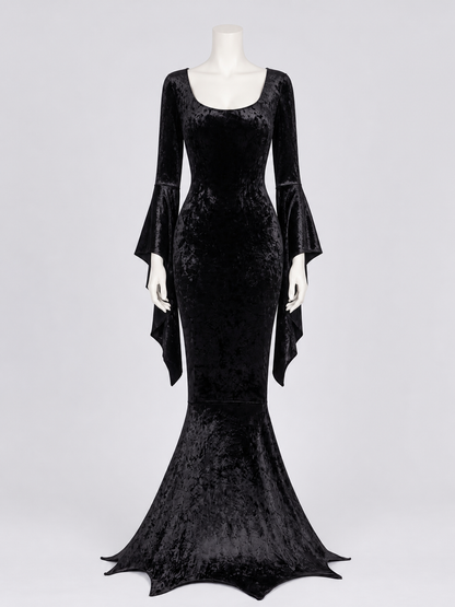 Black Vampire Costume with Bat-Wing Sleeves, Mermaid Dress Costume Dresses detail 3