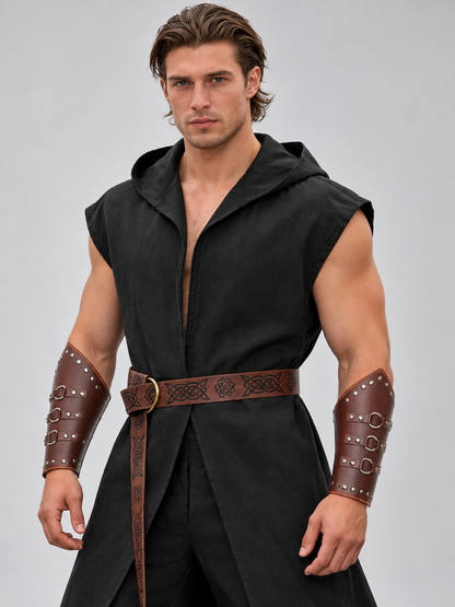 Medieval Costume: Hooded Tunic, Belt, and Bracers