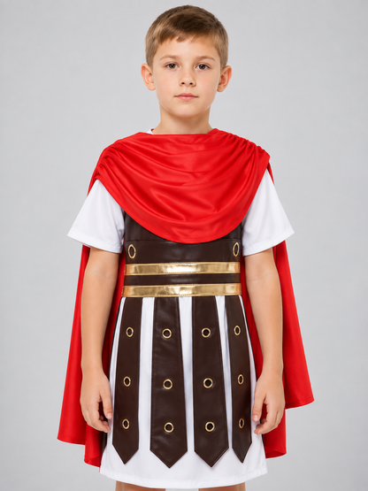 Children’s Roman Warrior Costume with Red Cape