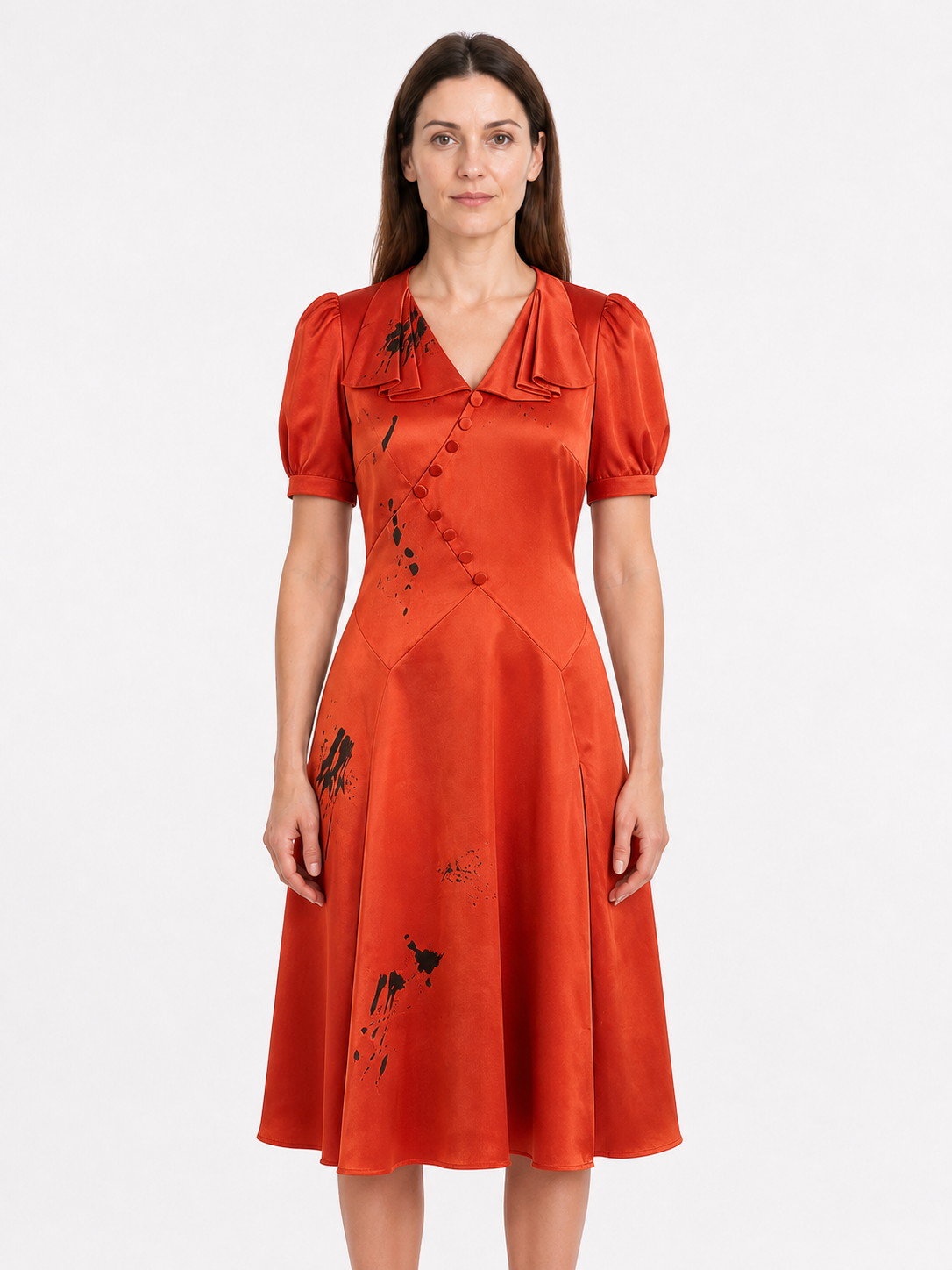 Orange-Red Dark Bride Dress for Halloween Costume Dresses detail 3
