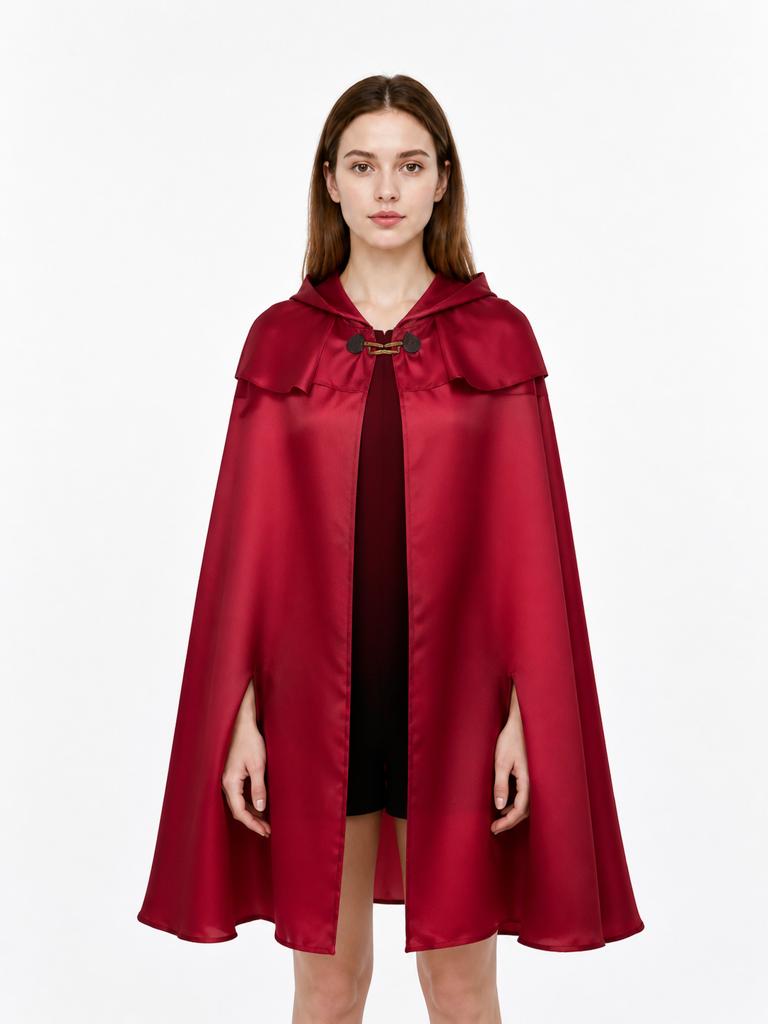 Red Long Hooded Cloak with Pendant Costume Capes detail 3