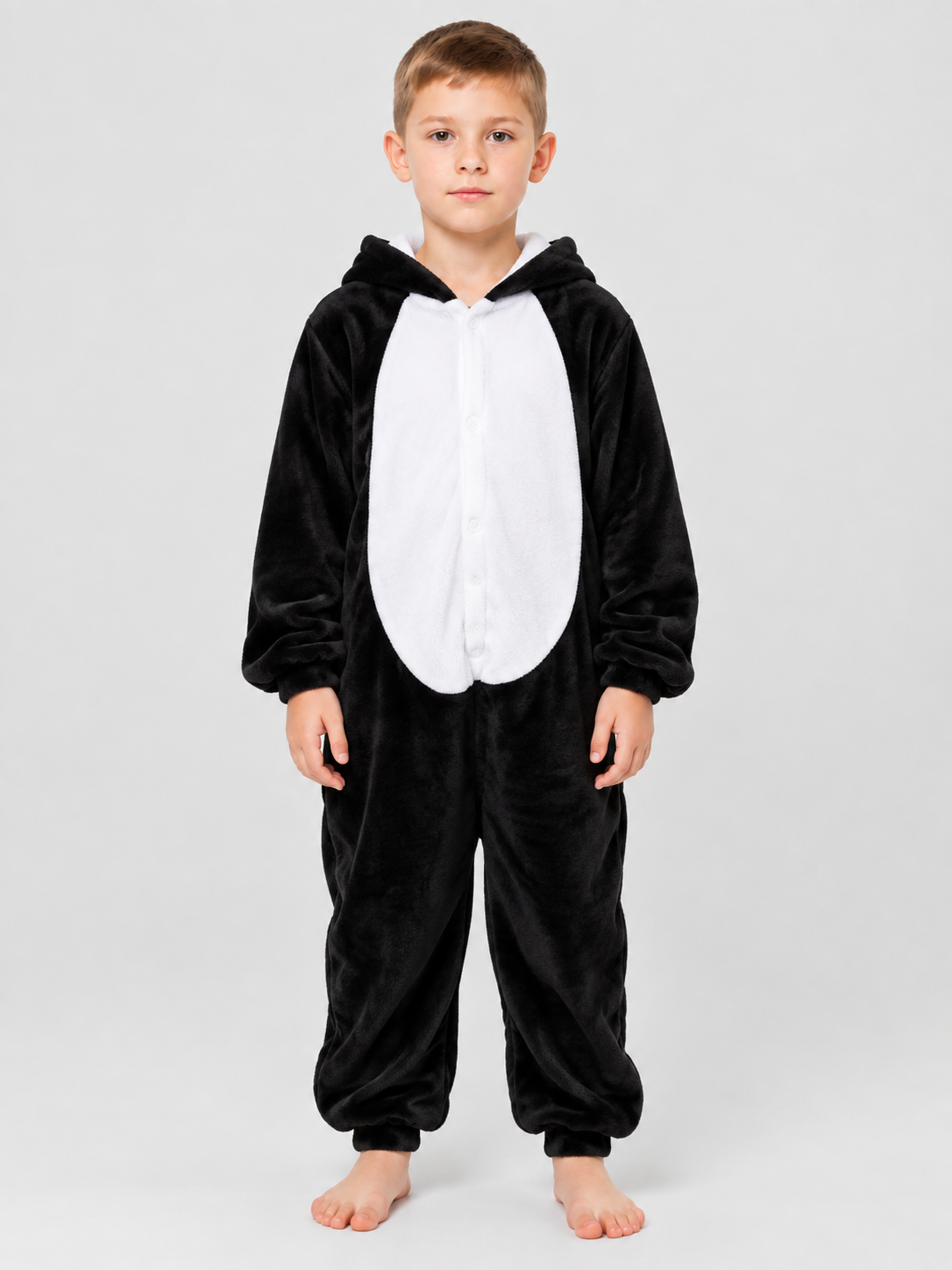 Kids' Pajama Jumpsuit Black with White Insert