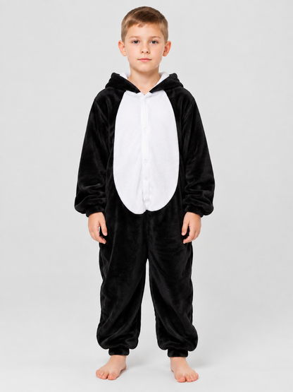 Kids' Pajama Jumpsuit Black with White Insert