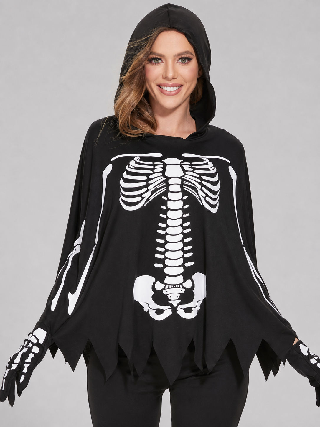 Hooded Cape with White Skeleton