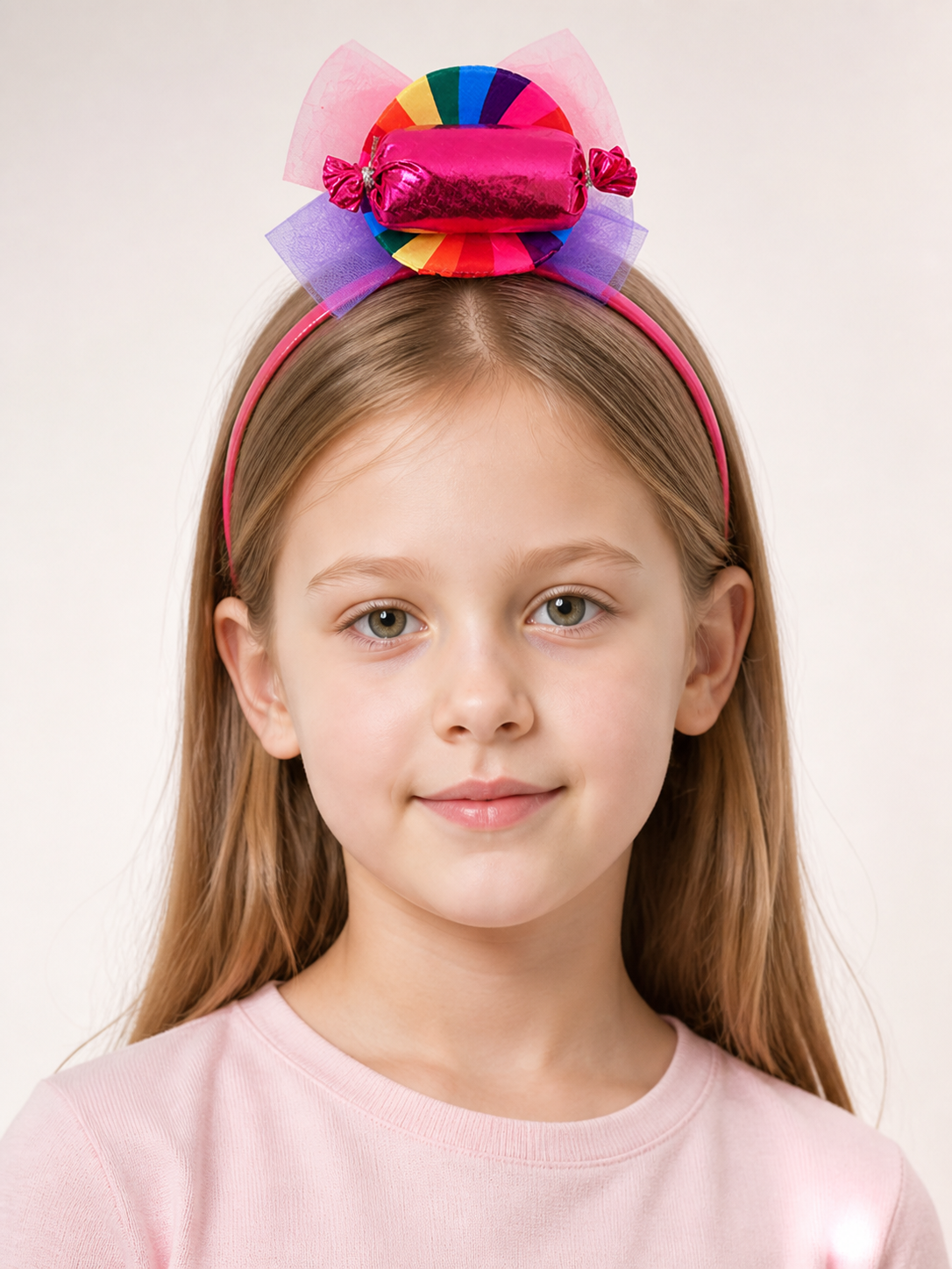 Rainbow Carnival Headband with Candy Decorations and Bow Costume Headwear detail 2