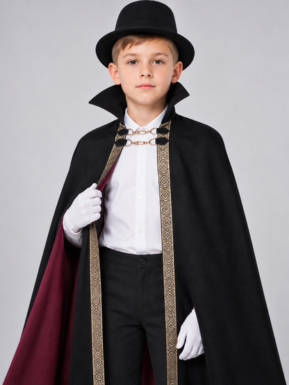 Vampire Cosplay Cape Cloak Black with High Collar