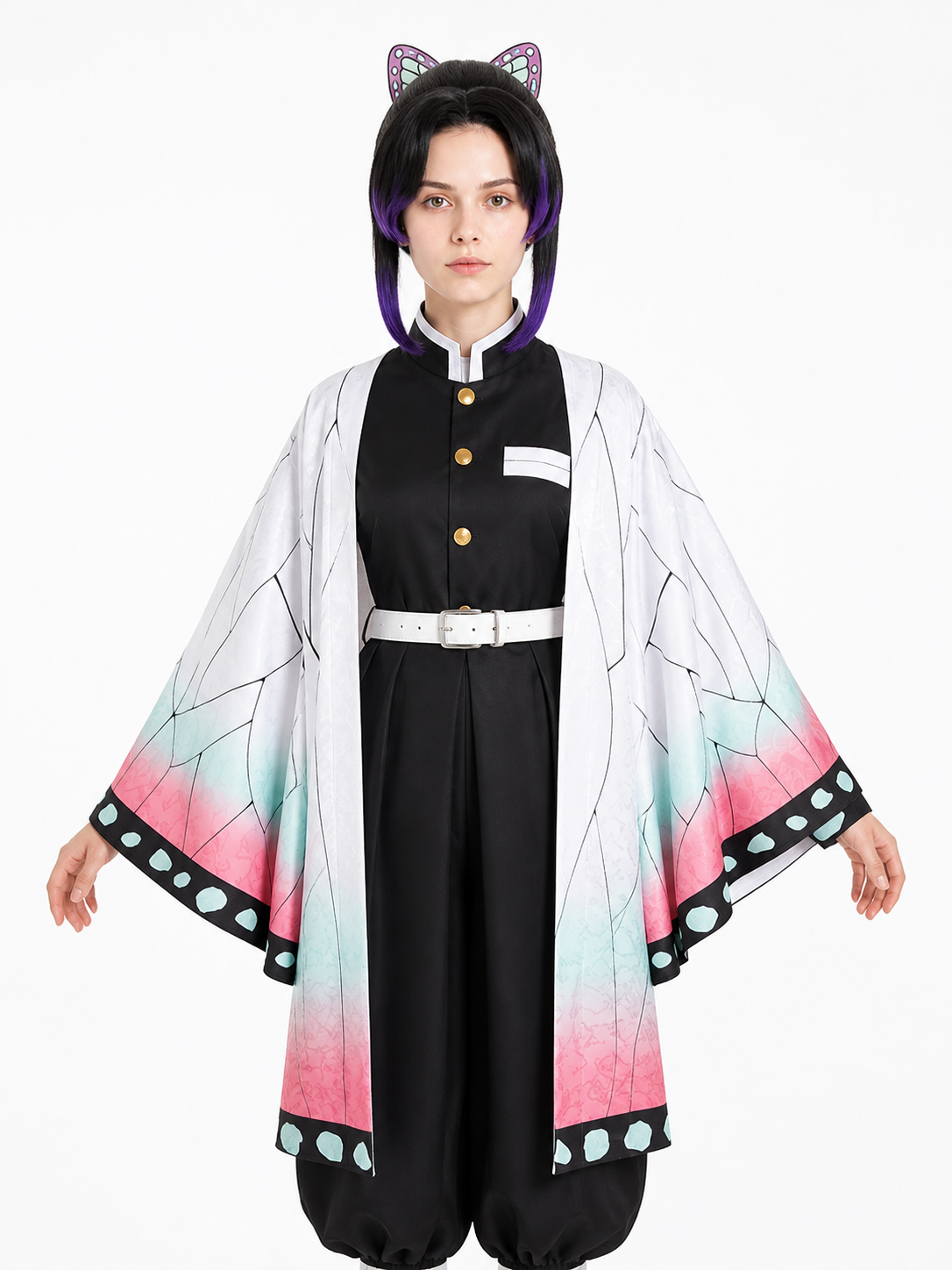 Kocho Shinobu Cosplay Costume with Cape and Wig Costume Capes detail 3