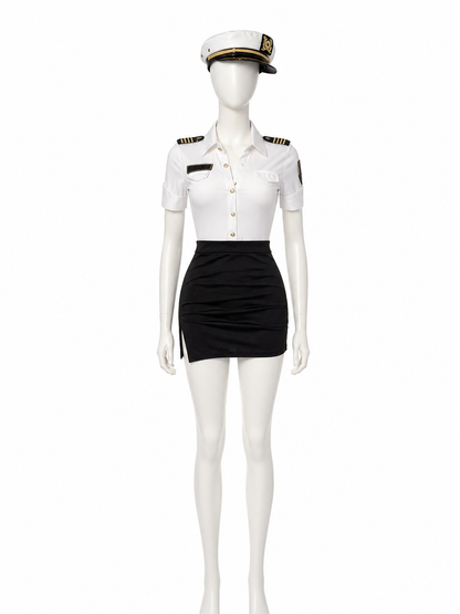 Police Costume with Shirt, Skirt, and Cap Costume Headwear detail 3