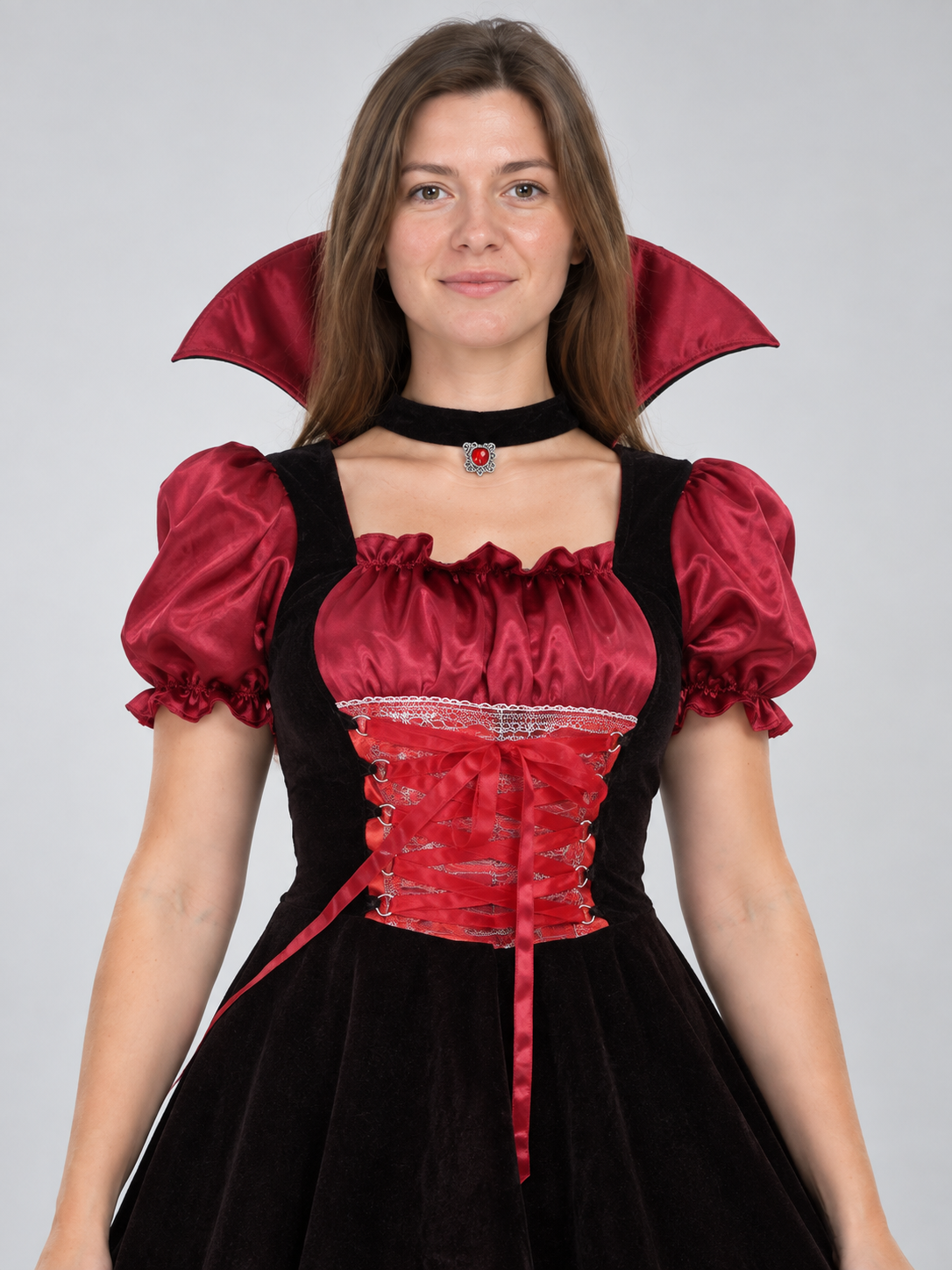 Vampire Costume: Dress, Fangs, Bag, Jewelry