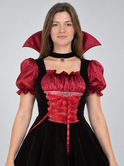 Vampire Costume: Dress, Fangs, Bag, Jewelry