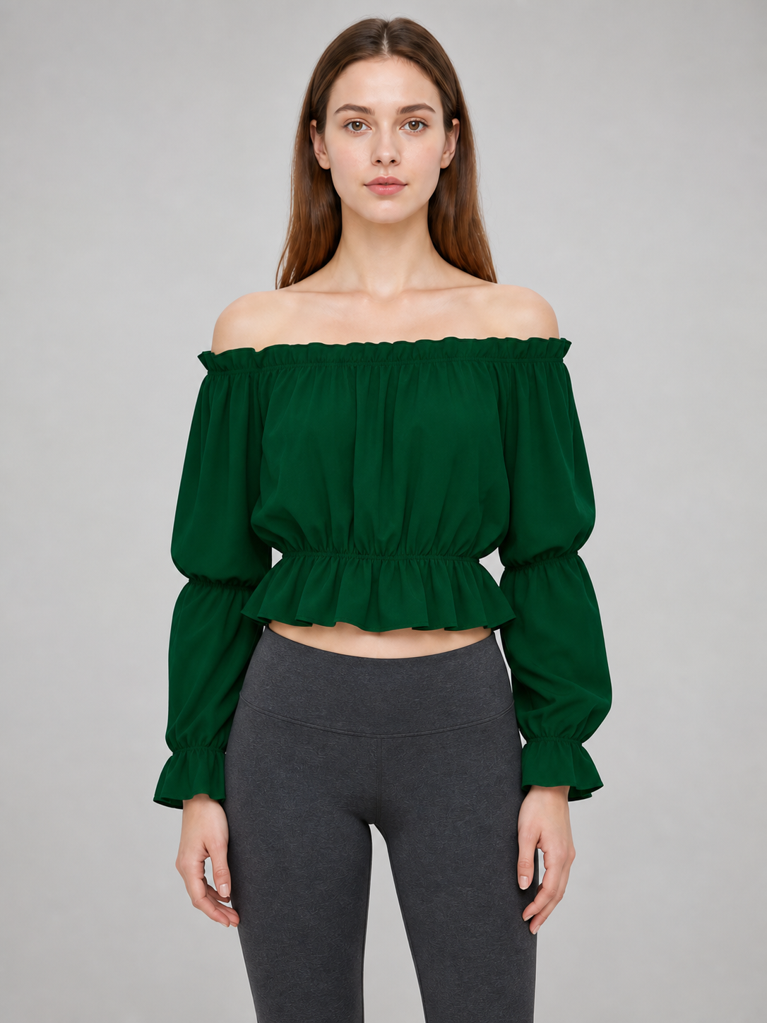 Off-the-Shoulder Blouse with Puff Sleeves