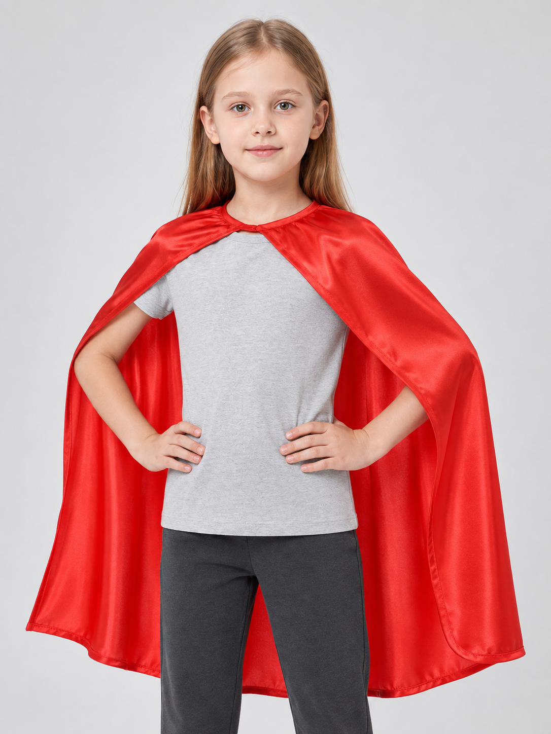 Long Red Superhero Cape with Gold Emblem