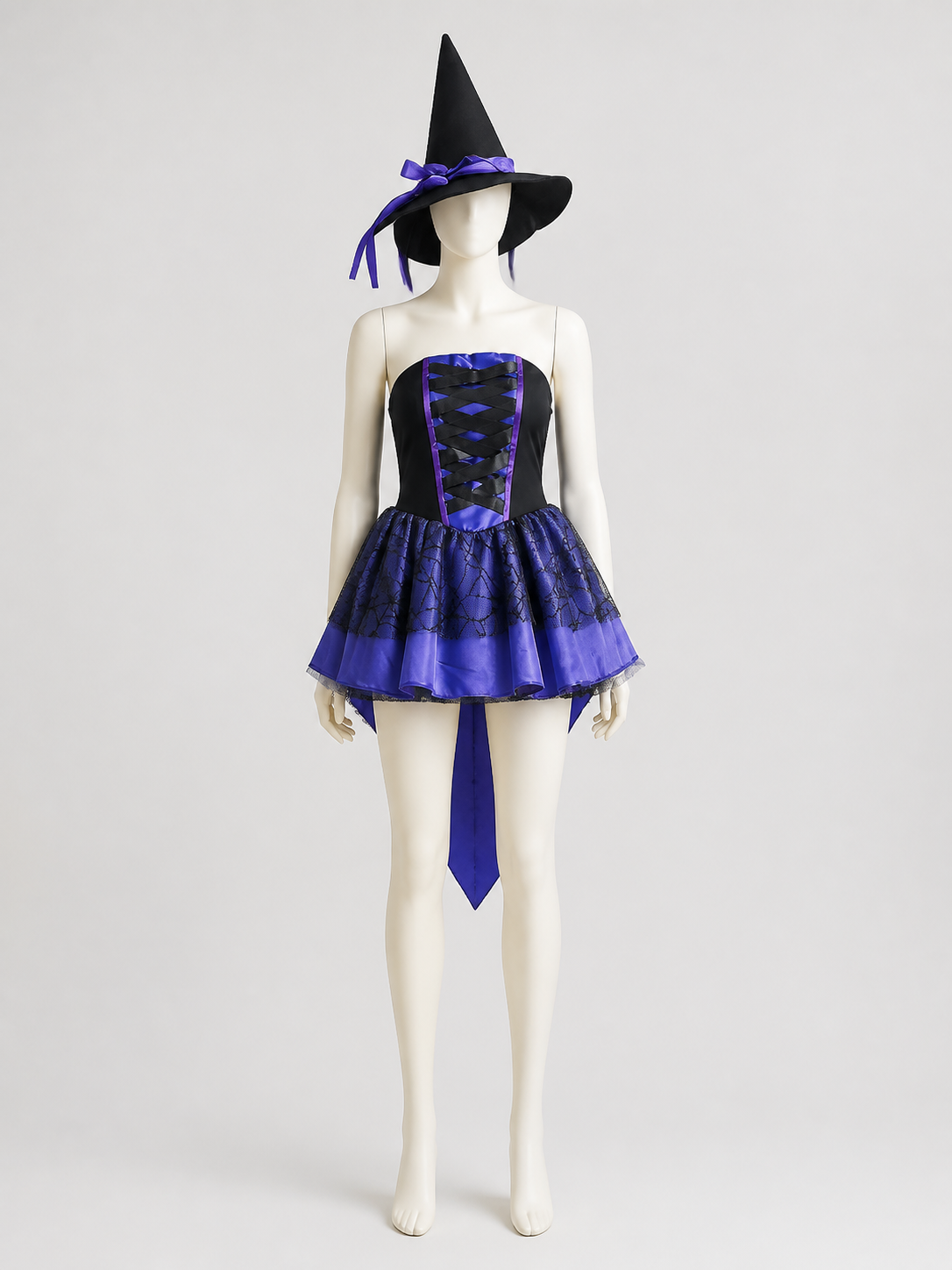 Long Witch Dress with Hat, Black and Purple, Cosplay Costume Dresses detail 2