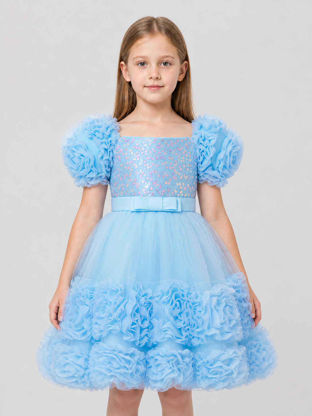 Voluminous Princess Dress with Sequins, Sleeves, and Bow Costume Dresses detail 3
