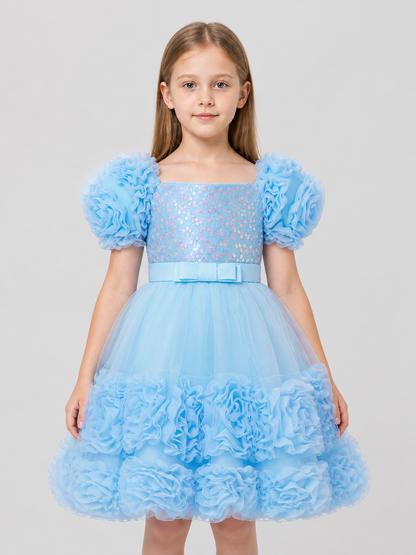 Voluminous Princess Dress with Sequins, Sleeves, and Bow Costume Dresses detail 3