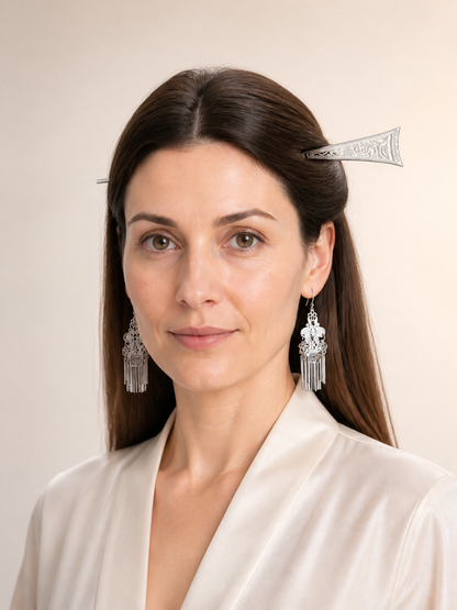 Carnival Headwear, Silver Hairpin with Pattern Costumes detail 2