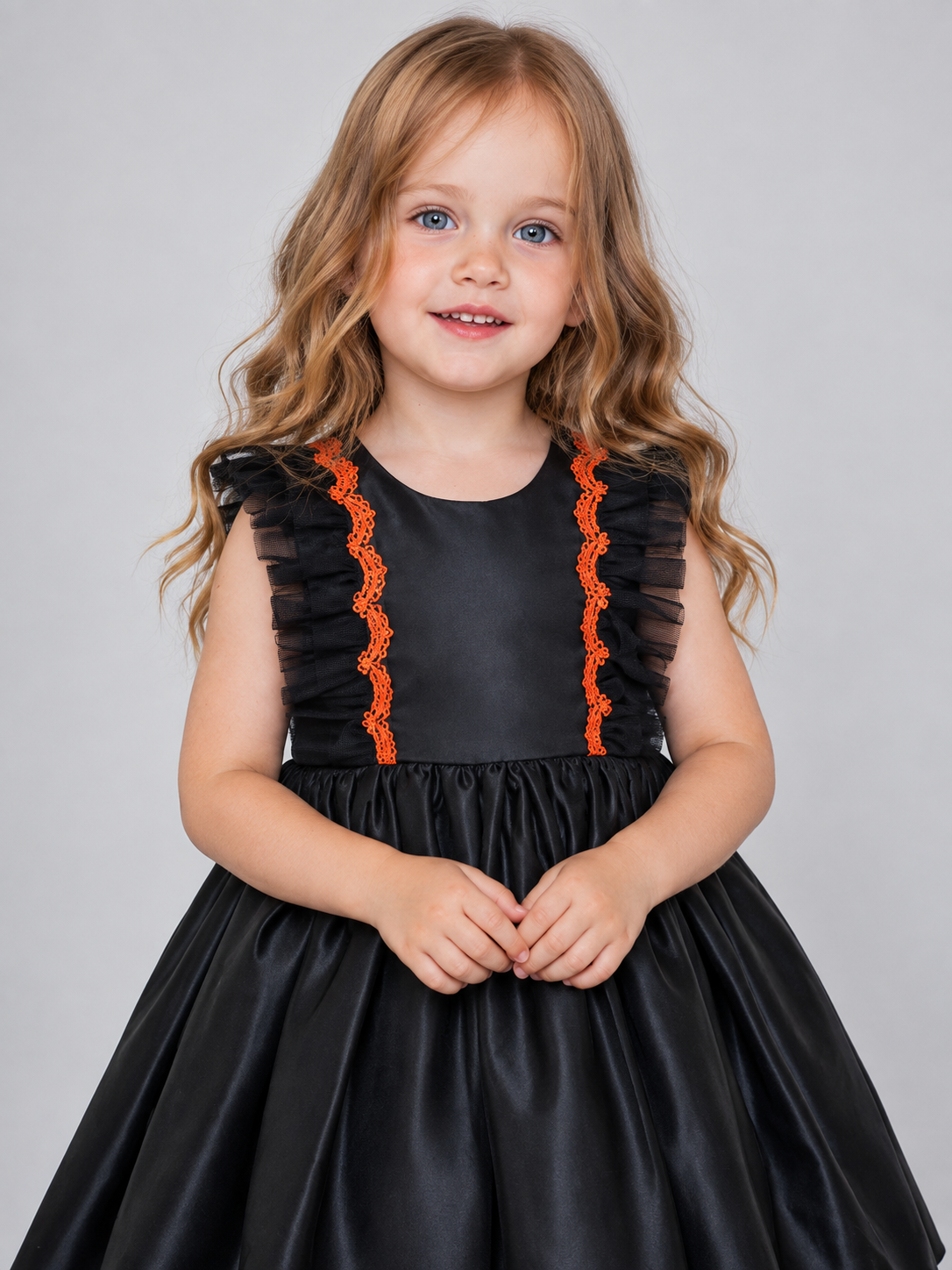 black girls formal dress black sleeveless a-line orange trim back bow product image 6