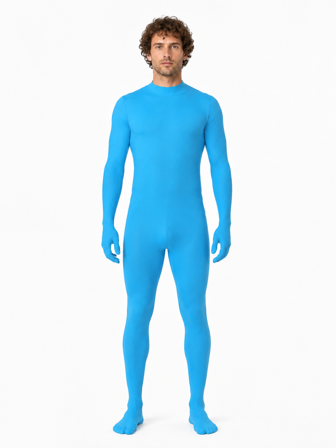 Fitted Blue Jumpsuit with a High Collar product detail 3