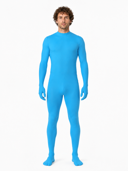 Fitted Blue Jumpsuit with a High Collar product detail 3