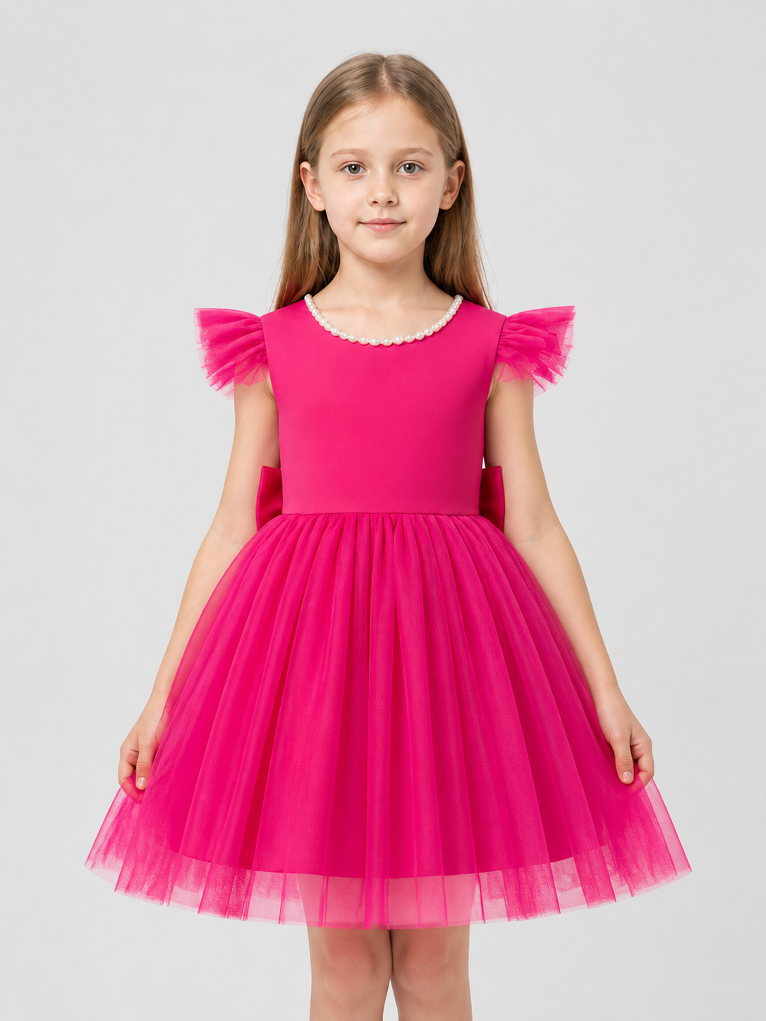 Full Tutu Dress for Girls with Pearls and Bows