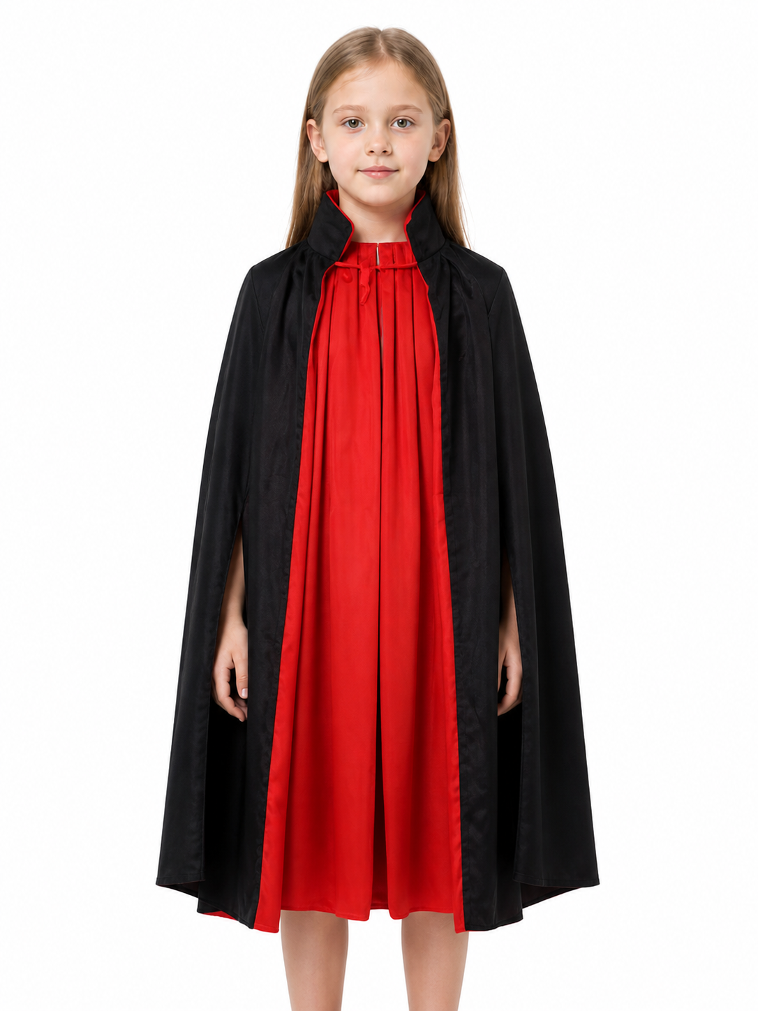 Black and Red Death Cloak with High Collar Costume Capes detail 2