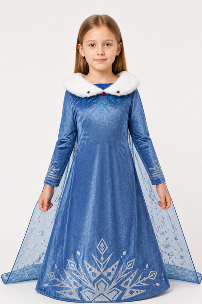Children’s Snow Queen Dress Costume with Sequins product detail 3