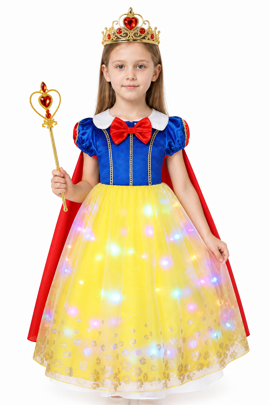 Glowing Princess Costume with Cape and Crown Costume Capes detail 3