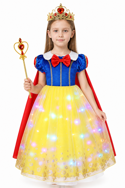 Glowing Princess Costume with Cape and Crown Costume Capes detail 3