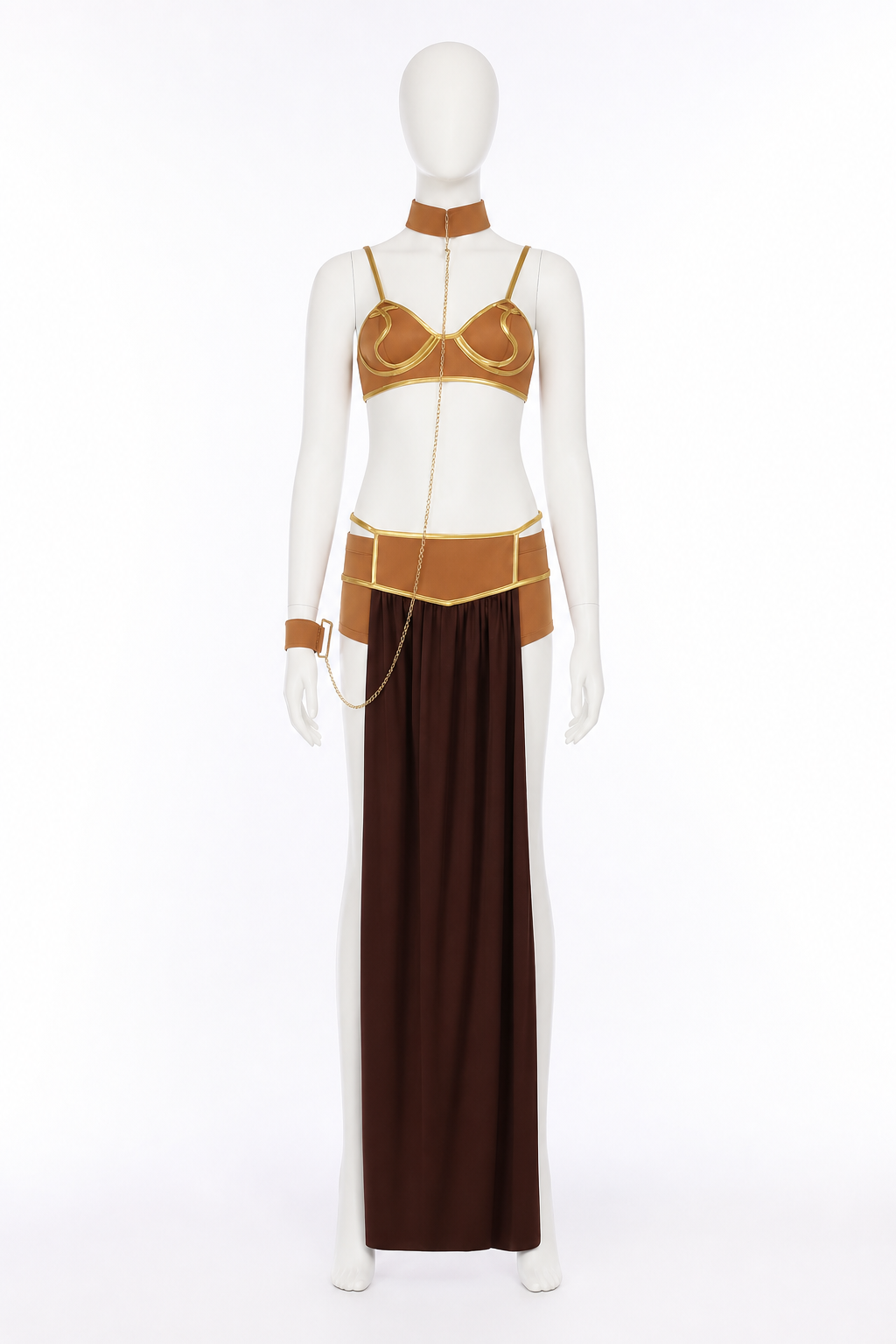 Brown Separate-Piece Cosplay Costume with Chain