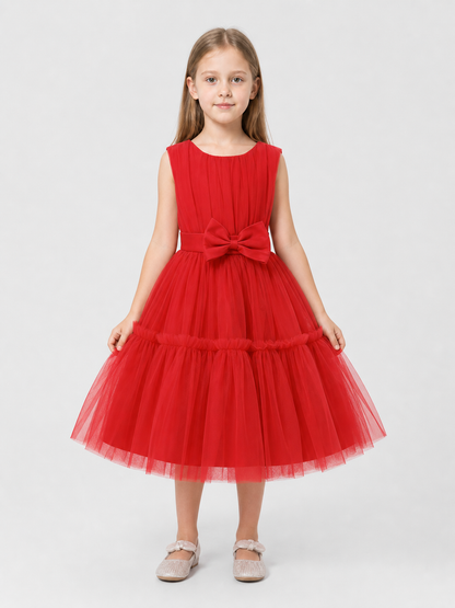 Red Girls' Dressy Tutu Dress with Bow Costume Dresses detail 3