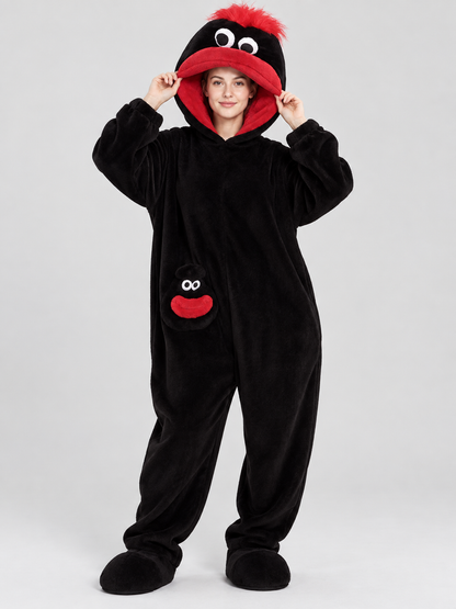 Insulated jumpsuit pajama with cartoon head