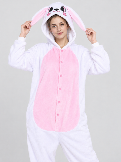 Bunny Kigurumi Pajama White and Pink with Long Ears