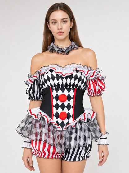 Clown Costume for Cosplay with a Full Skirt and Ruffles Costumes detail 2