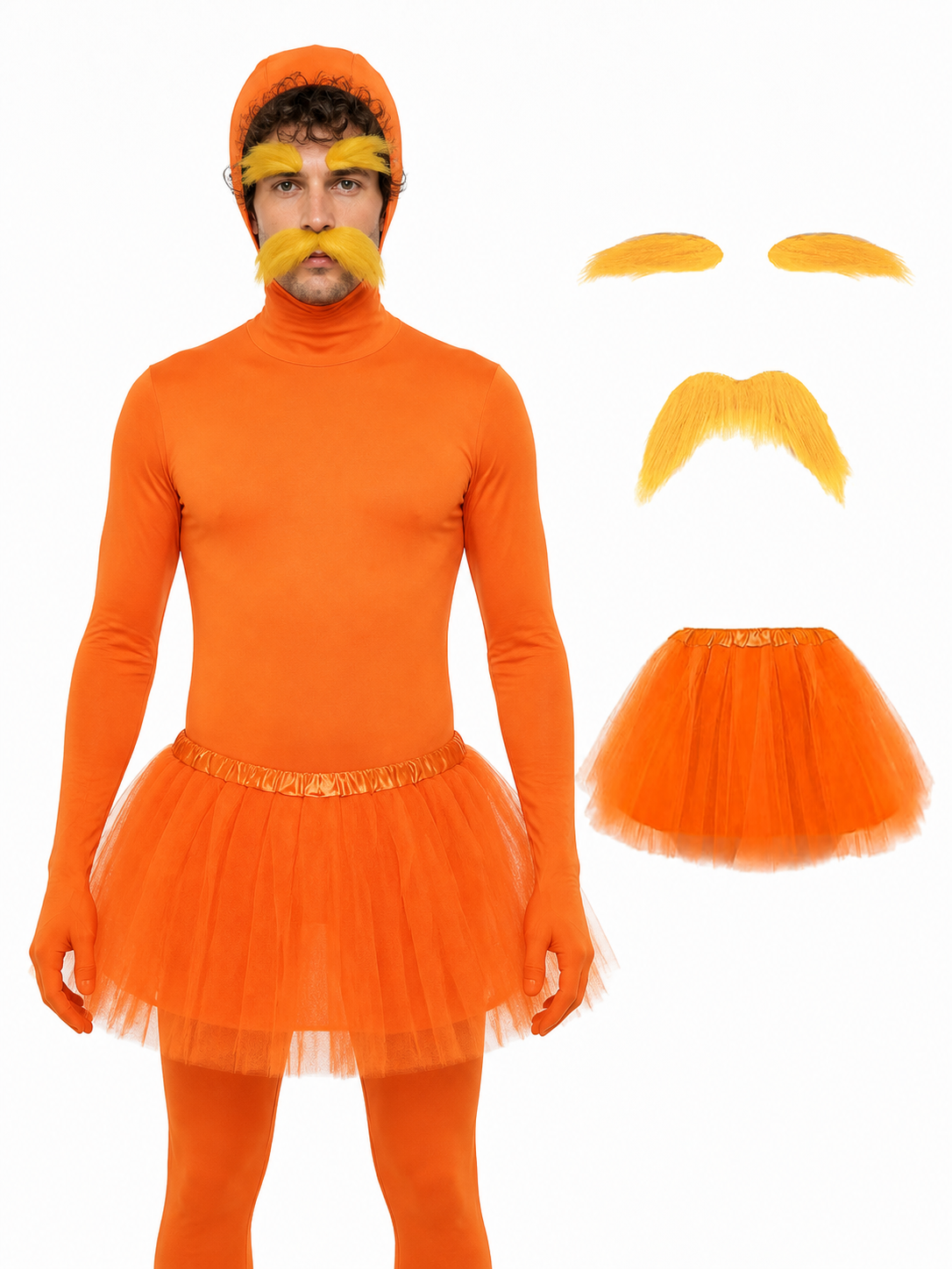 Orange Carnival Costume with Hood and Beard Costumes detail 3