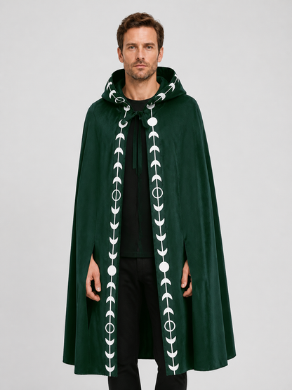 Green Hooded Cape with White Trim for Halloween