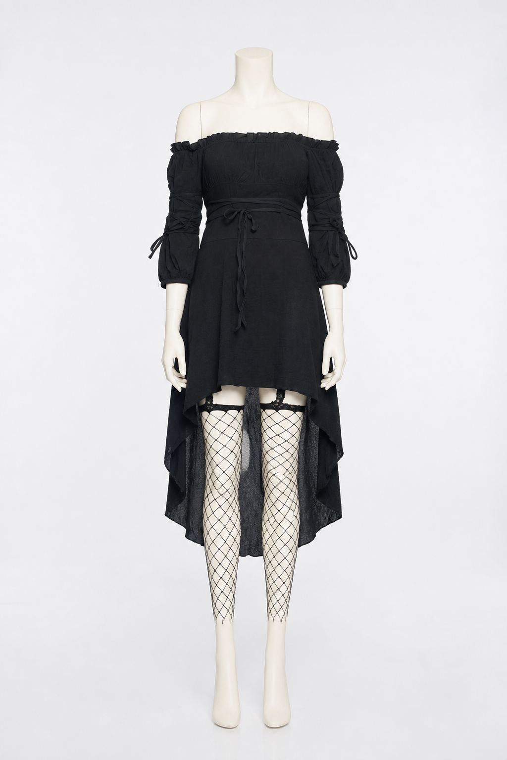 Black Off-the-Shoulder Dress with an Asymmetrical Hem Costume Dresses detail 3