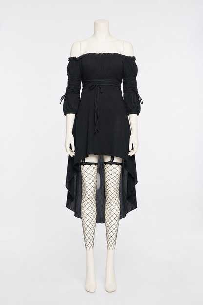 Black Off-the-Shoulder Dress with an Asymmetrical Hem Costume Dresses detail 3