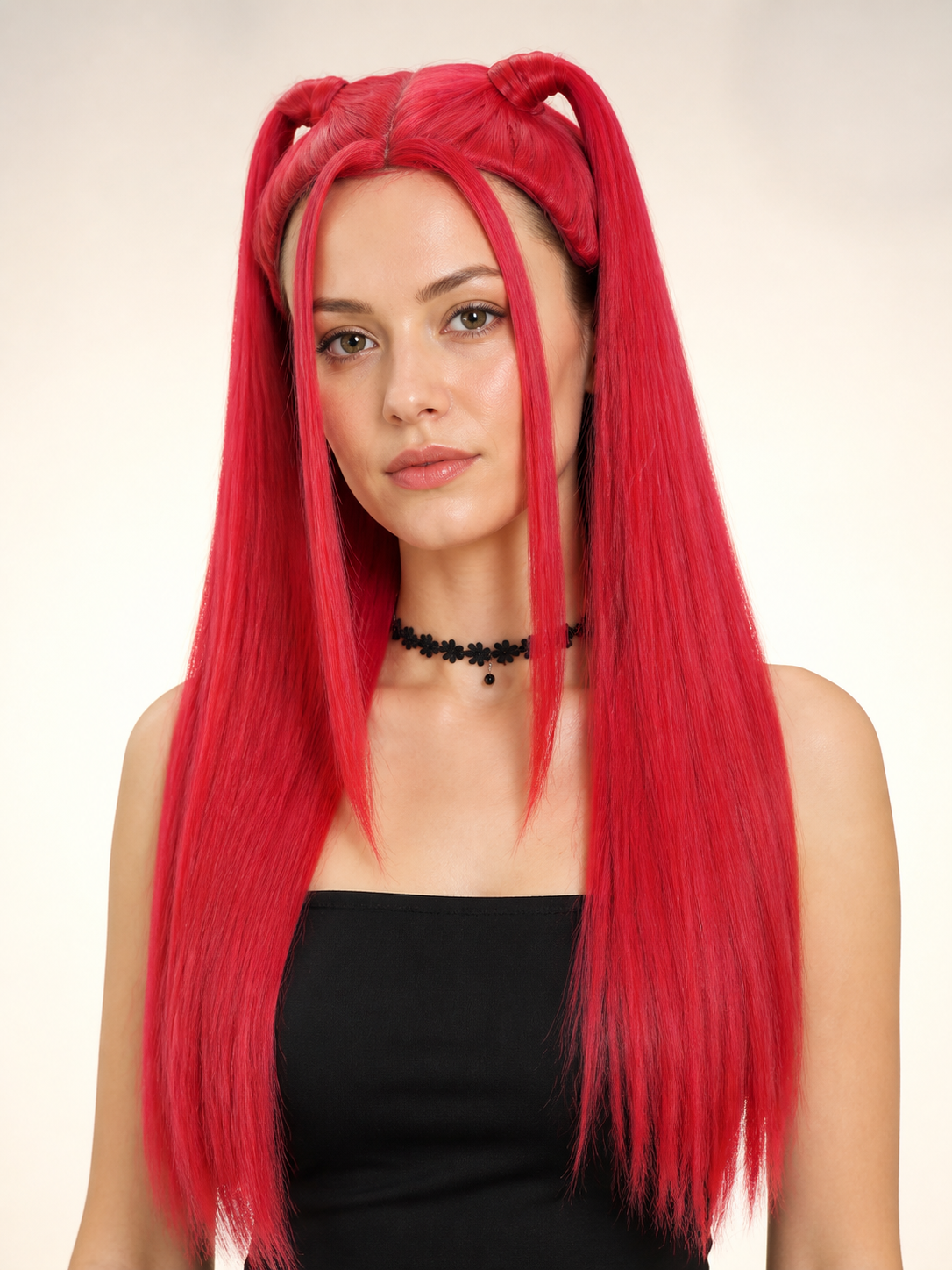Long Straight Red Carnival Wig for Cosplay Costume Wigs detail 2