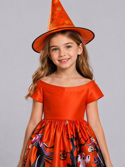 Children's Halloween Party Dress with Hat Costume Dresses detail 2