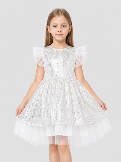 Dressy Sequin Dress with a Full Layered Skirt Costume Dresses detail 3