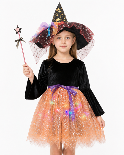 Witch Costume with Hat and Magic Wand