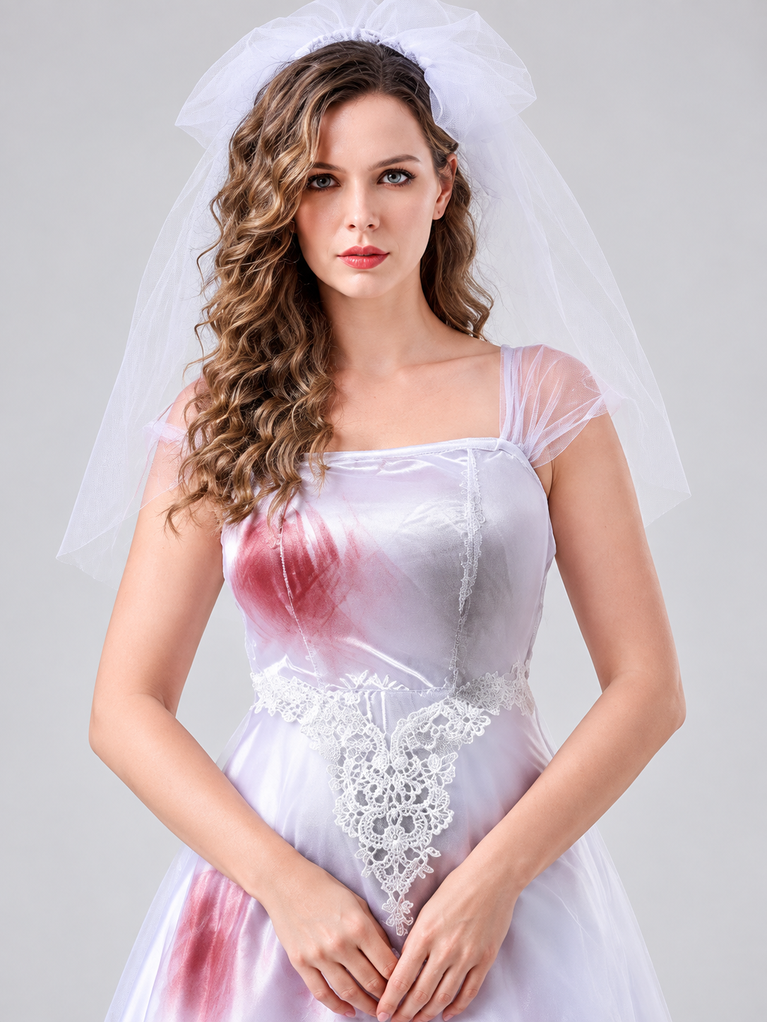 Costume: White Dress with Red Spots, Veil
