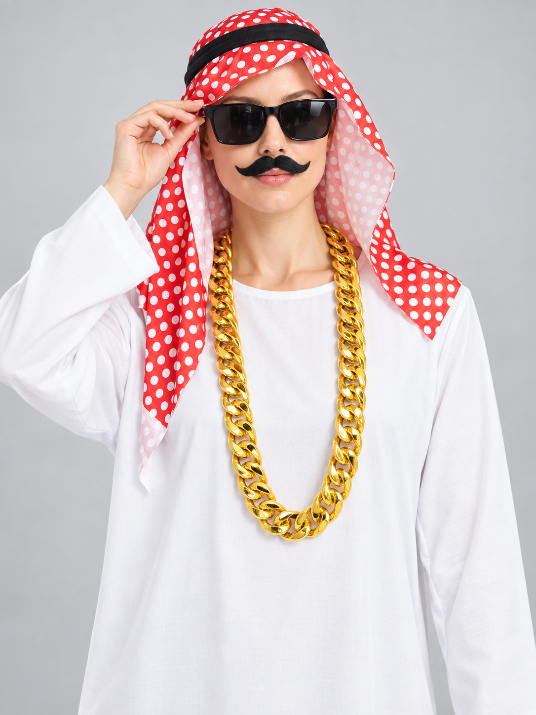 Costume with White Robe, Headscarf, Glasses, and Chain Costumes detail 2